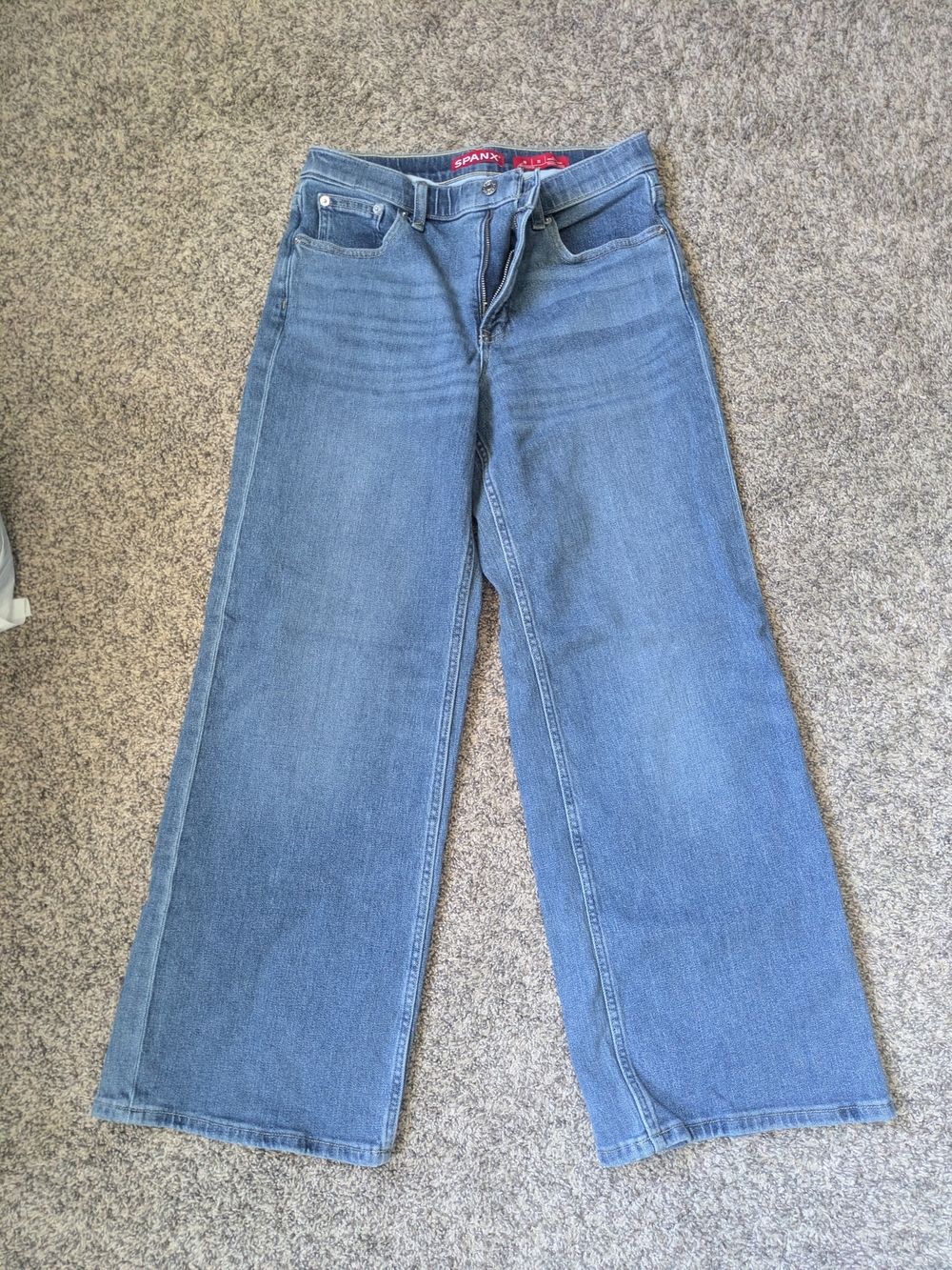 SPANX Wide Leg Jeans in Medium Blue Denim